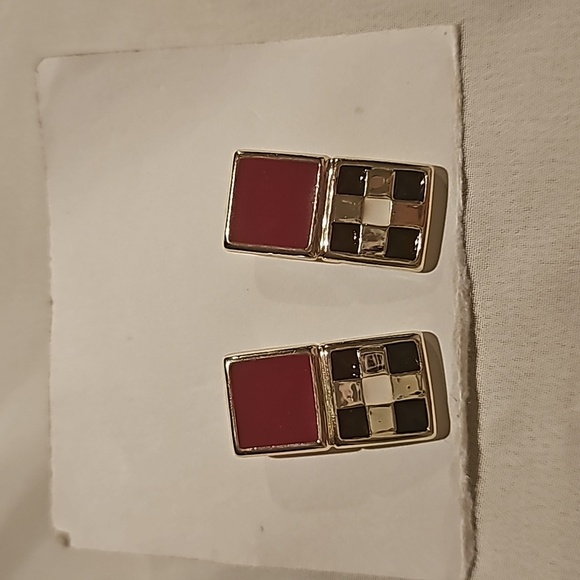 Vintage Antique Red, Gold, Black and white Cross earribgs. - Picture 1 of 2